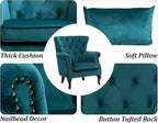 Mid Century Accent Chair Modern Button Tufted Armchair Wingback Club Chair - Image 6