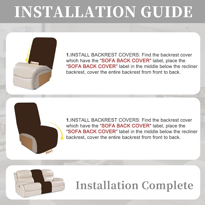 100% Waterproof Sectional Recliner Couch Covers - Image 7