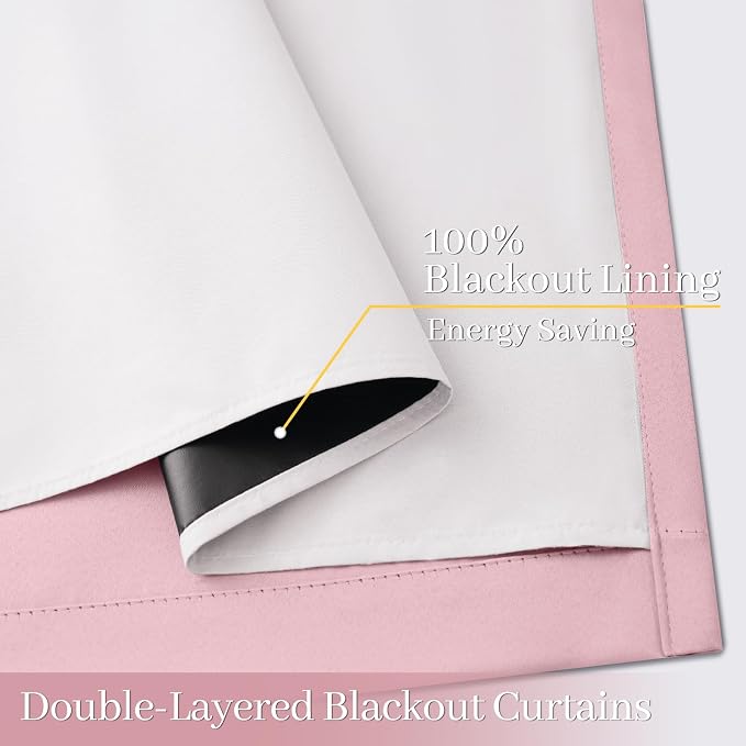 Yakamok Pink 100% Blackout Curtains 84 Inches Long - Image 4