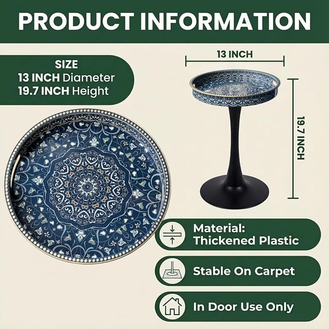 Gesodant Boho Chic Round Side Table, Stable Hourglass Pedestal Base, Unique - Image 3