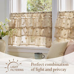 jinchan Ruffled Kitchen Valance Pom-Pom Voile Valance Curtains Sheer Shabby - Image 7