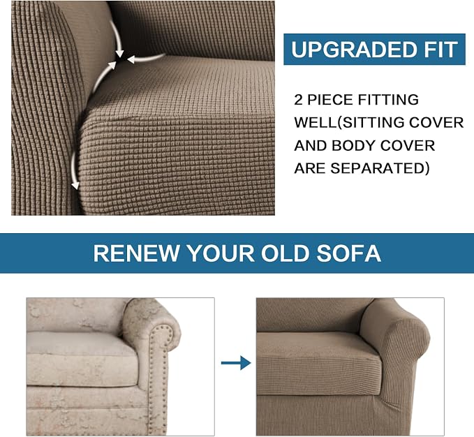 H.VERSAILTEX 2 Piece Couch Cover Stretch Stylish Chair Cover Furniture - Image 6
