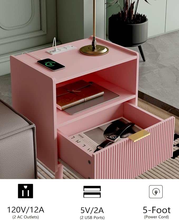 Veegle Nightstand, Modern Bedside Table - Image 3