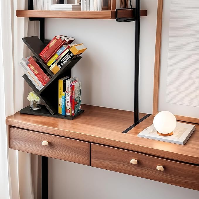 Godferyxin Tree Bookshelf, 3-Tier Wood Small Bookshelf and Mini Bookcase - Image 6