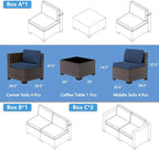Outdoor Patio Furniture Set, 9 Pieces Outdoor Sectional Furniture Patio Set - Image 7