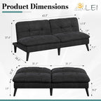 Shintenchi Futon Sofa Bed, Foldable Small Velvet Couch Bed - Image 2