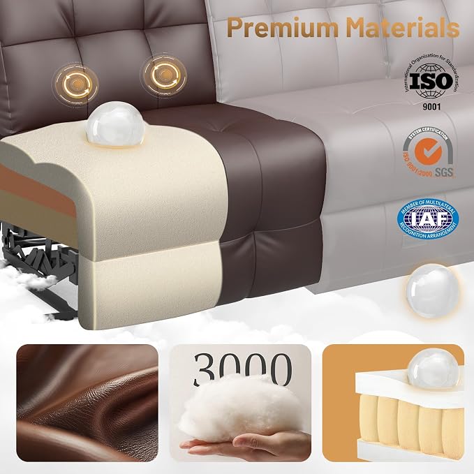 3-Seater Reclining Sofa Couch, RV Wall Hugger Loveseat - Image 9