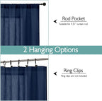 Chyhomenyc Extra Long Navy Blue Semi Sheer Curtains 120 Inches Long 2 Panels Set - Image 4