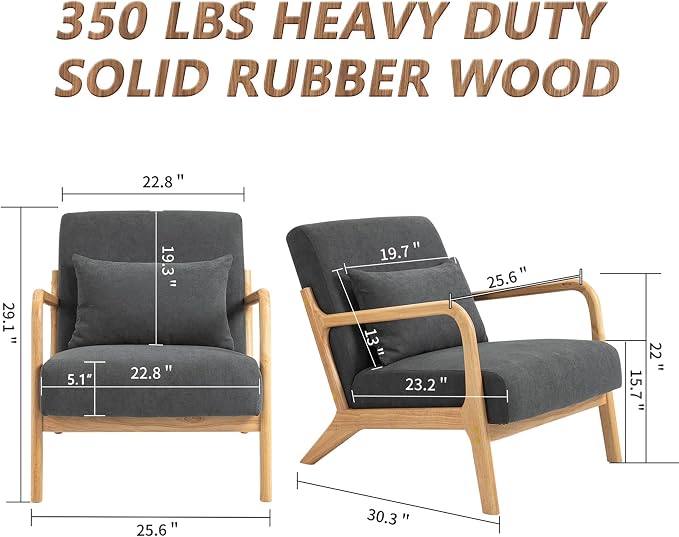 Set of 2 Mid Century Modern Accent Chair - Image 3