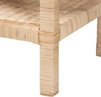 Bali & pari Sumana Bohemian Scallop Natural Rattan and Mahogany Side Table - Image 7
