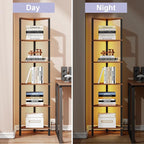 TUTOTAK Corner Shelf with LED Light, 6-Tier Corner Bookshelf - Image 5