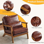 Karl home Accent Chair Wide Armrest Mid-Century Lounge Chair PU Leather Armchair - Image 3
