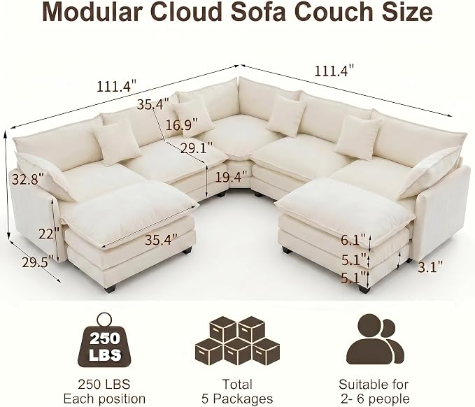 111.4" V-Shaped Corner Couch Sectional - Image 2