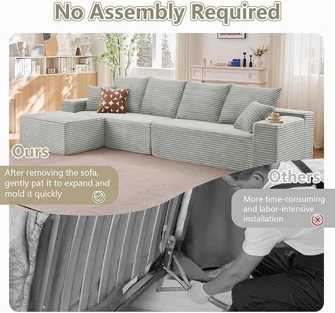 140" Sectional Cloud Couch for Living Room, Modular Floor Deep-Seat Sofa - Image 3