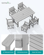 SERWALL Patio Dining Chair Set of 2, Light Gray - Image 5