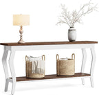 LITTLE TREE 70.9 Inches Long Console Table, 2-Tier Vintage Wooden Sofa Table - Image 8