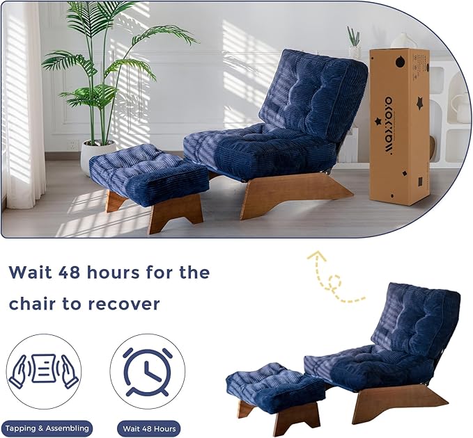 MAXYOYO Accent Chair with Ottoman Adjustable Backrest, Tufted Living Room Chair - Image 6