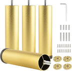 4 Pack 6 Inch Gold Metal Adjustable Furniture Risers Cylinder Legs Adjustable by Unknown