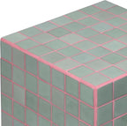 JONATHAN Y Callista 18-Inch Sage Gray/Pink Modern Ceramic Tiled Cube Side Table - Image 4