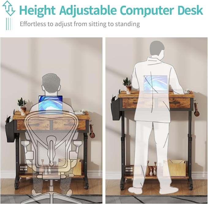 Small Portable Standing Rolling Desk - Image 5
