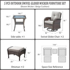 Belord 5 Piece Swivel Rocker Glider Outdoor Chairs Set of 2 - Image 2
