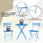 Bistro Table and Chairs Set of 2, 3 Piece Outdoor/Indoor Folding Patio Bistro - Image 4