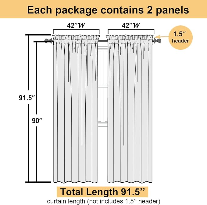 Light Green Sheer Curtains 90 Inches Long 2 Panels, Modern Light Filtering - Image 3