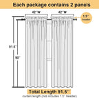 Light Green Sheer Curtains 90 Inches Long 2 Panels, Modern Light Filtering - Image 3