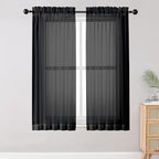 Sheer Curtains Living Room 54 inches Long, Rod Pocket Curtain Sheers Bedroom by OWENIE