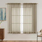 Taupe Sheer Curtains 63 Inches Long 2 Panels Set, Light Filtering Sheer Curtains by OVZME