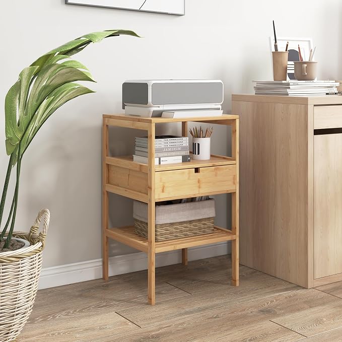 Giantex Bamboo Nightstand, Wood Side Table - Image 9