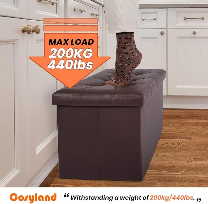 COSYLAND Ottoman Bench with Storage large-30x15x15in Folding Leather Ottoman - Image 4