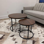 aboxoo Coffee Table Nesting Side Round Set of 2 End Table Top Sturdy Metal - Image 9