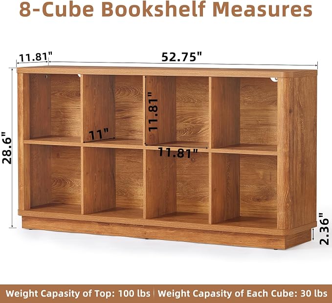 Joaxswe 8 Cube Storage Book Shelf, Floor Standing Wooden Cubby Bookcase - Image 2