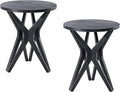 Pedestal Farmhouse End Table Set of 2, Distressed Top by LONYKE