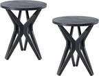 Pedestal Farmhouse End Table Set of 2, Distressed Top by LONYKE