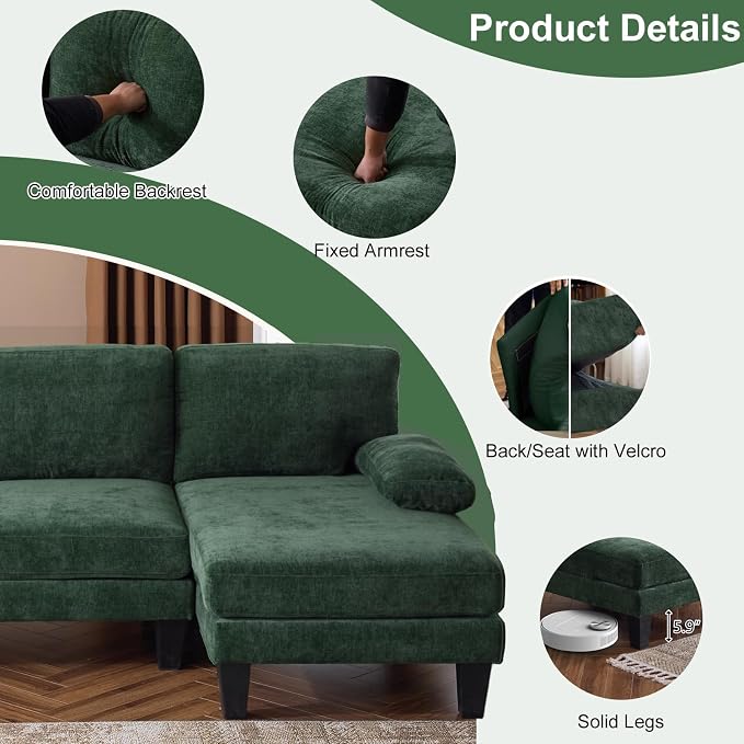 Karl home 111" Sectional Sofa U-Shaped 4-Seat Couch - Image 4