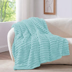 BEDELITE Ribbed Twin Blanket for Couch & Bed, Cloud Blue, Warm Yet Lightweight - Image 2