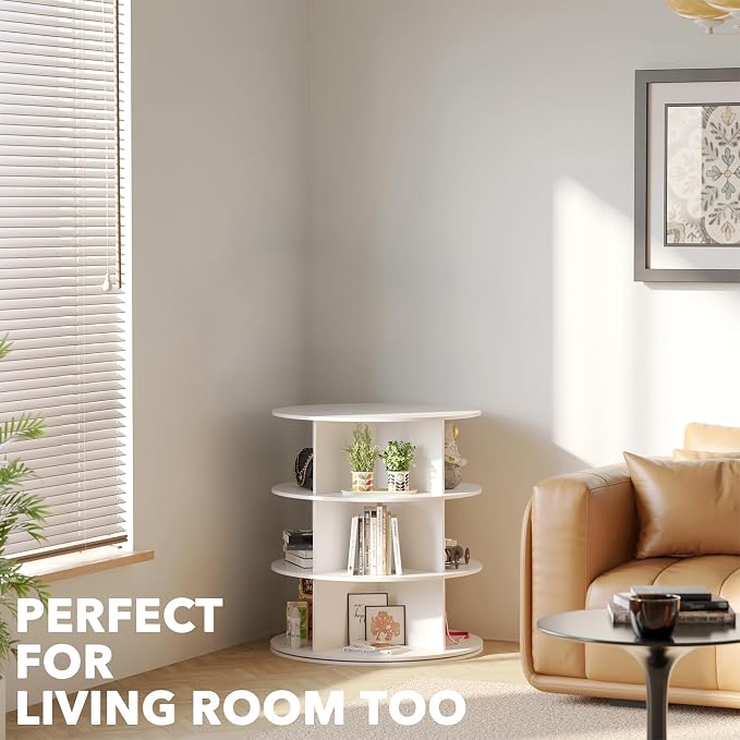 SpaceAid 3 Tier Rotating Shoe Rack Tower, Spinning Shoe Display Lazy Susan - Image 6