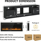 PRETZI Fireplace TV Stand with 36" Fireplace Up to 90" TVs, Remote Control - Image 7
