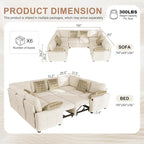 Hanherry Sectional Couch with Pull Out Sofa Bed, Chenille Sleeper Sofa with 2 - Image 2