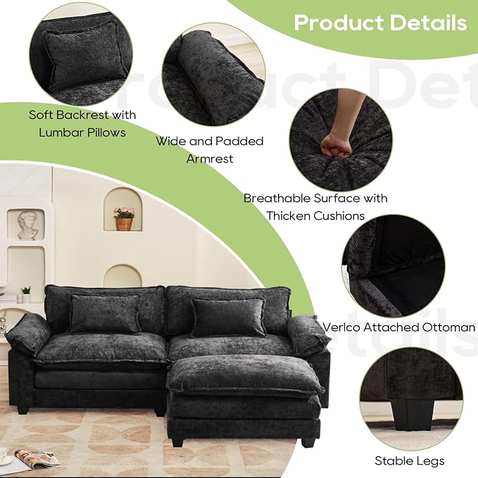 Oprisen 86" Modular Sectional Sofa, Comfy Cloud Couch Sectional Sofa - Image 6
