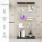 Display Cabinet with Glass Door and Lock, 4-Shelf Curio Cabinets with 5mm - Image 2