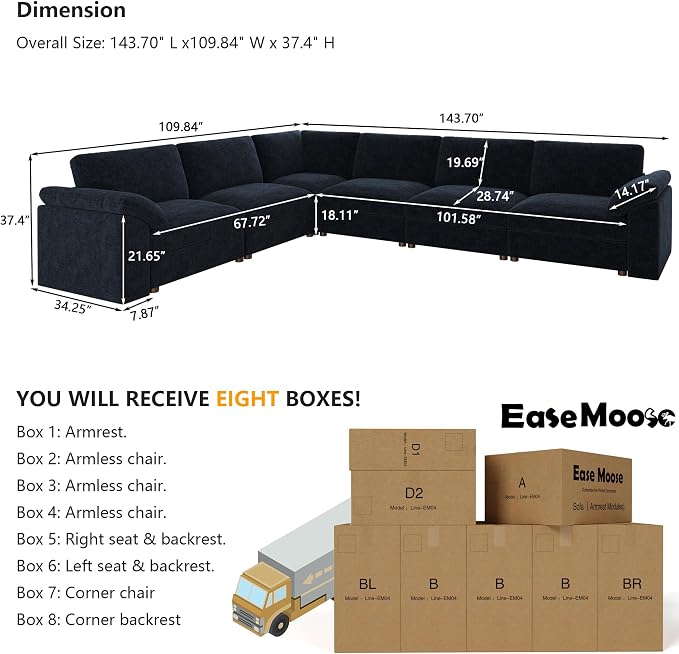 EASE MOOSE Oversized L Shape Sectional Couch, Extra Large Deep seat Gray - Image 2