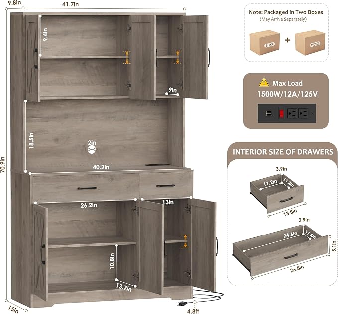 HOSTACK 71" Pantry Cabinet - Image 3
