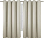 Light Beige Blackout Curtains 66 x 63 Inch Length/Set of 2 Curtain - Image 2