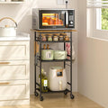 ThreeHio Rolling Kitchen Microwave Cart, 4 Tier Microwave Table Stand by ThreeHio
