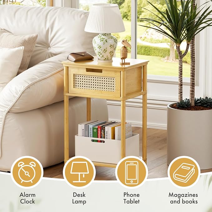 Bamboo Nightstand, Boho Side Table - Image 6