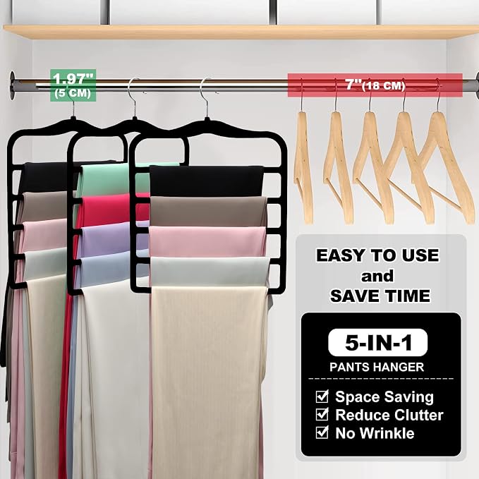 Closet Organizers and Storage, 5 Pack Velvet Pants-Hangers-Space-Saving - Image 6