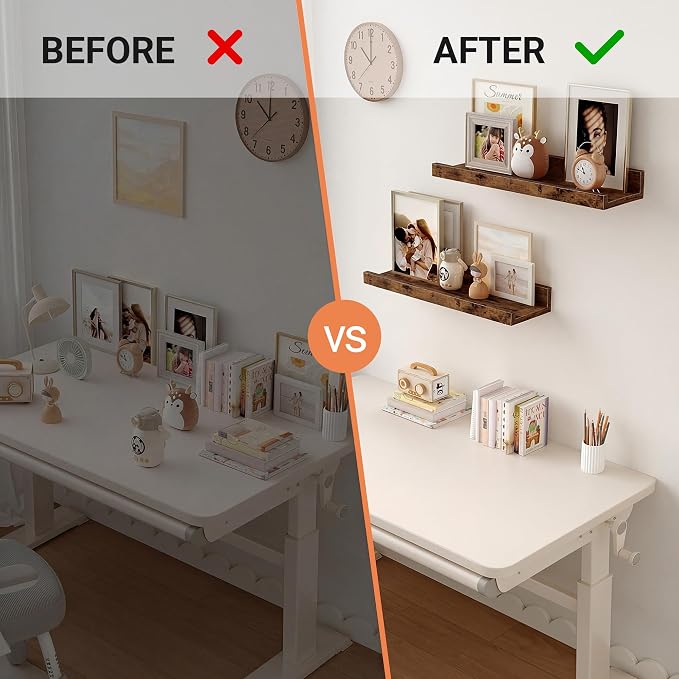 Floating Shelves for Wall, 16 inch Wood Floating Shelves Set of 2, Picture - Image 4